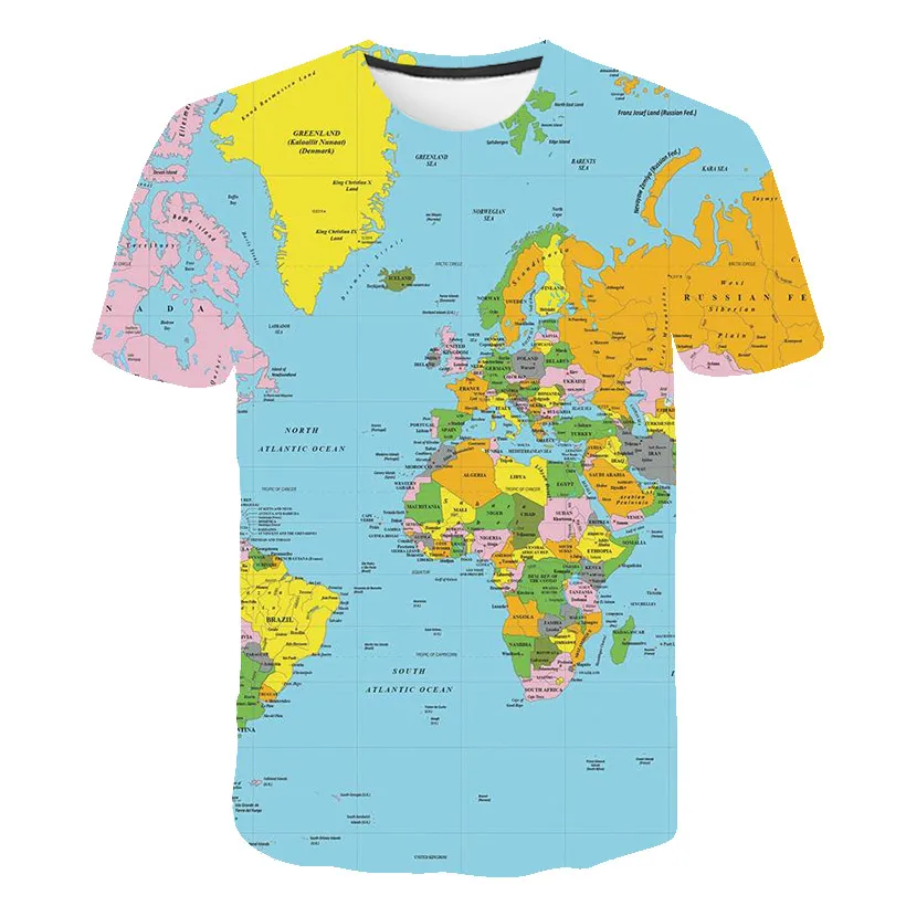 Interesting World Nautical Map 3D Printed Streetwear Men and Women Harajuku Short Sleeve T-shirt Oversized T-shirt Casual Top