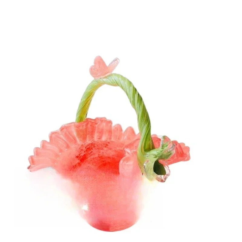 Glazed blue vase ornament European home decoration living room office light luxury flower arrangement fruit plate second-class
