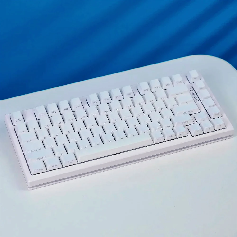 

GEFENSI Translucent Mechanical Keyboard Side Engraved Keycap Set ABS OEM 131 Keys Simple Black
