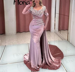 Elegant Velour Square Collar Evening Dresses With Overskirt 2024 Long Prom Dresses Women Vestidos De Boda Para Fiestas Customize