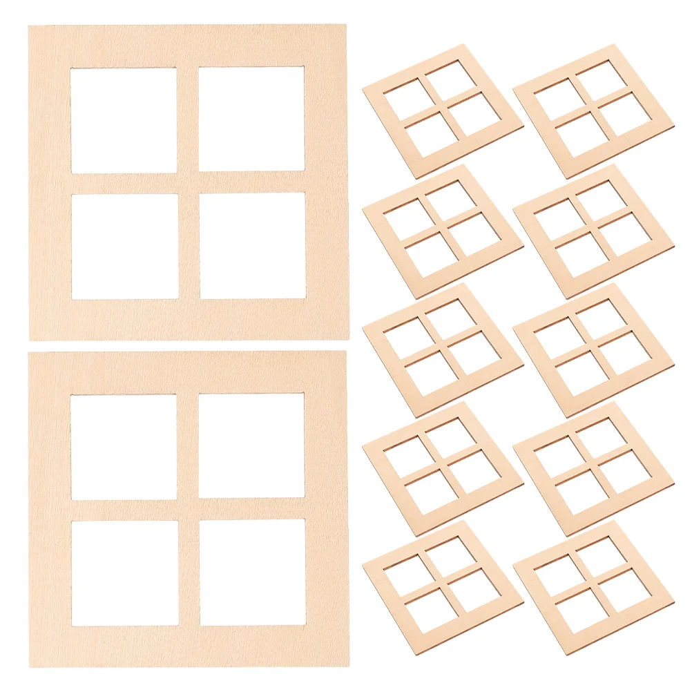 

20 Pcs Miniature Window Ornaments House Windows Wooden Frame Dollhouse Furniture Accessories Gnome DIY