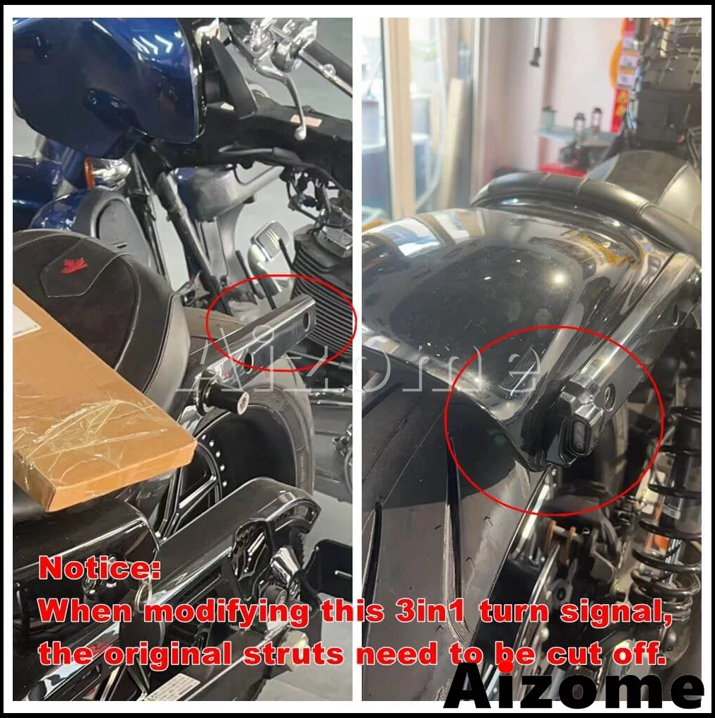 Modified Motorcycle E4 E-mark Rear Struts LED 3 in 1 Brake Running  Turn Signal Light Blinker For Harley Nightster RH975 2022-23 - view 6