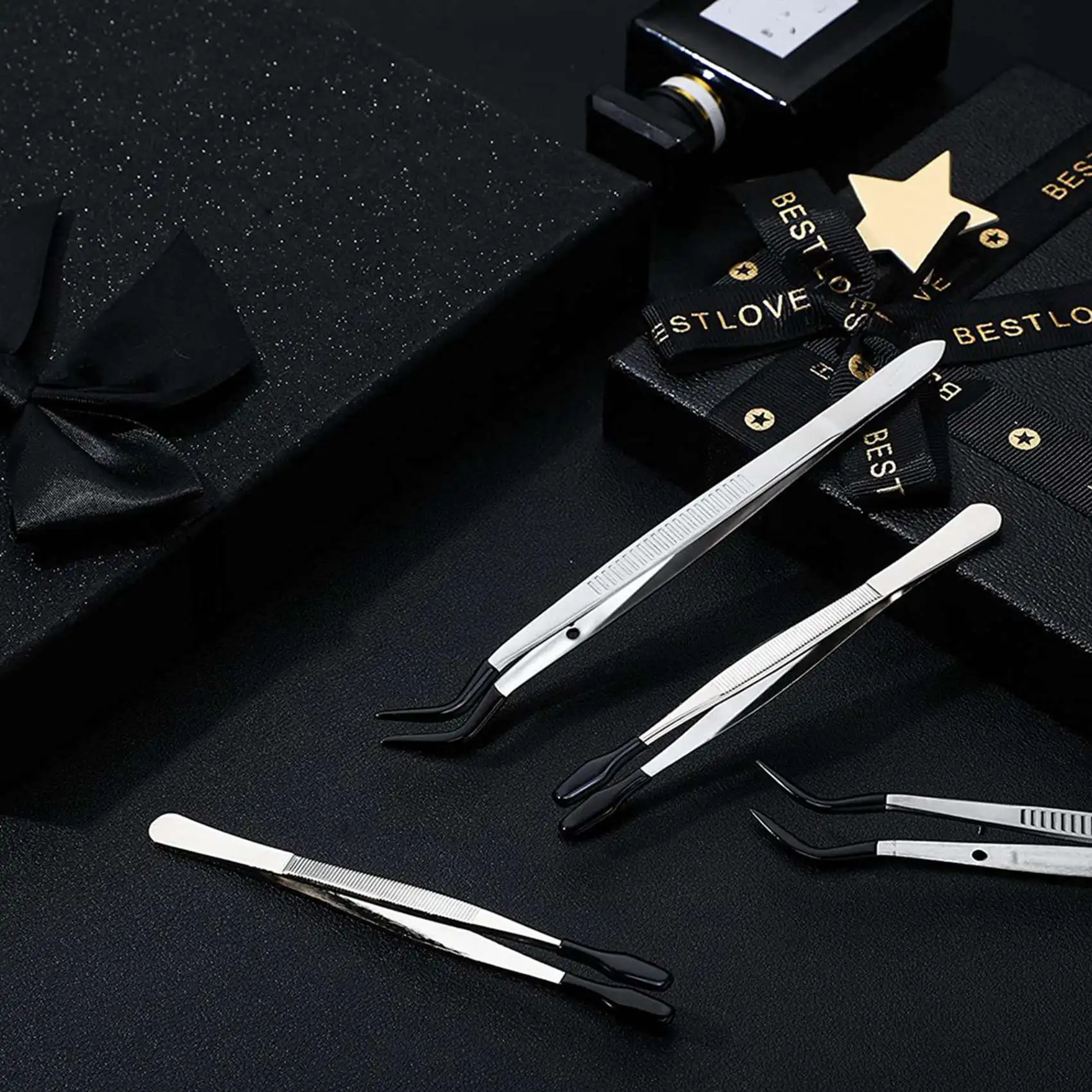 

A58Z 8 шт. набор пинцетов с резиновым наконечником для ремесленной лаборатории, промышленных пинцетов для хобби, плоскогубцев, штамп для ювелирных изделий, пластиковая коробка 12/15 см