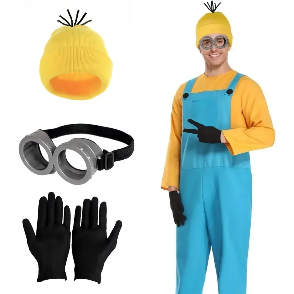 4 個リトルイエローマンコスプレ衣装アクセサリー成人男性女性ゴーグル装飾メガネビーニー帽子女性ハロウィンパーティー