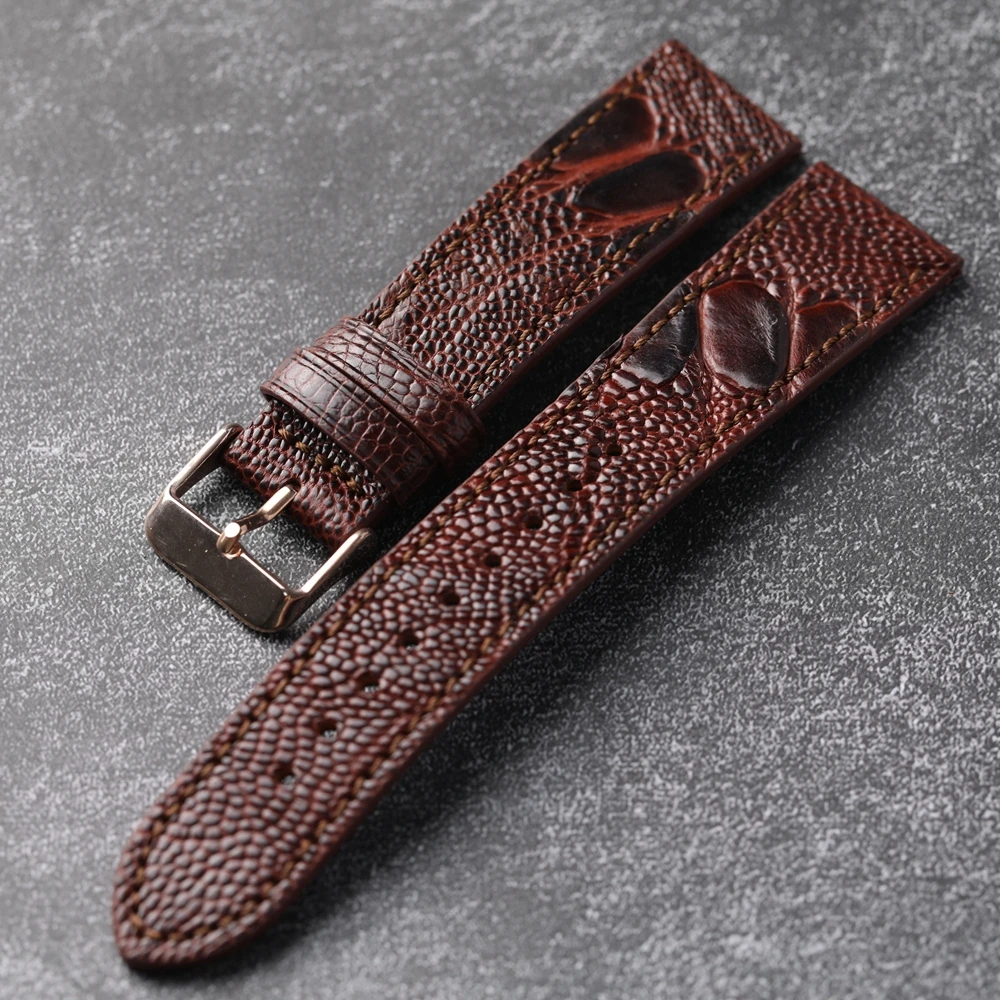 Raystray Premium echtes Leder handgefertigtes Straußenfußleder 18 19 20 21 22 mm braun grün echtes Leder Vintage Herrenarmband Vintage 6