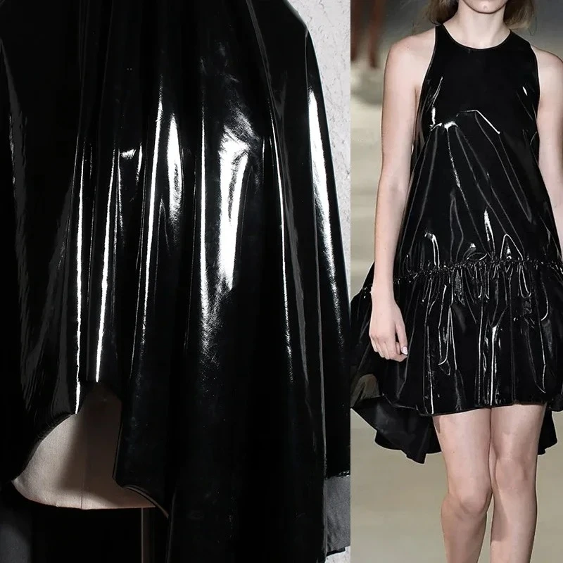 

PU Leather Fabric with Four-sided Elastic Knitting Bottom Clothing Designer Fabric Wholesale Cloth Per Meter for Sewing Diy