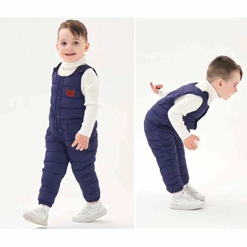 New Boys Winter Warm Overalls Children\'s Thick Pants Down Cotton Autumn Kids Trousers for Girls 0-5 Years Baby Cute Jumpsuit