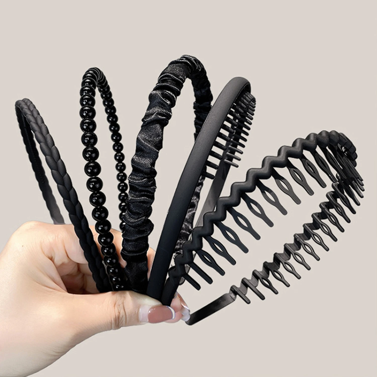 Unisex Plastic Wavy Spring Hair Hoop Black Non Slip Outdoor Sports Headband For Women Men Simple Hairband Face Washing Headdress