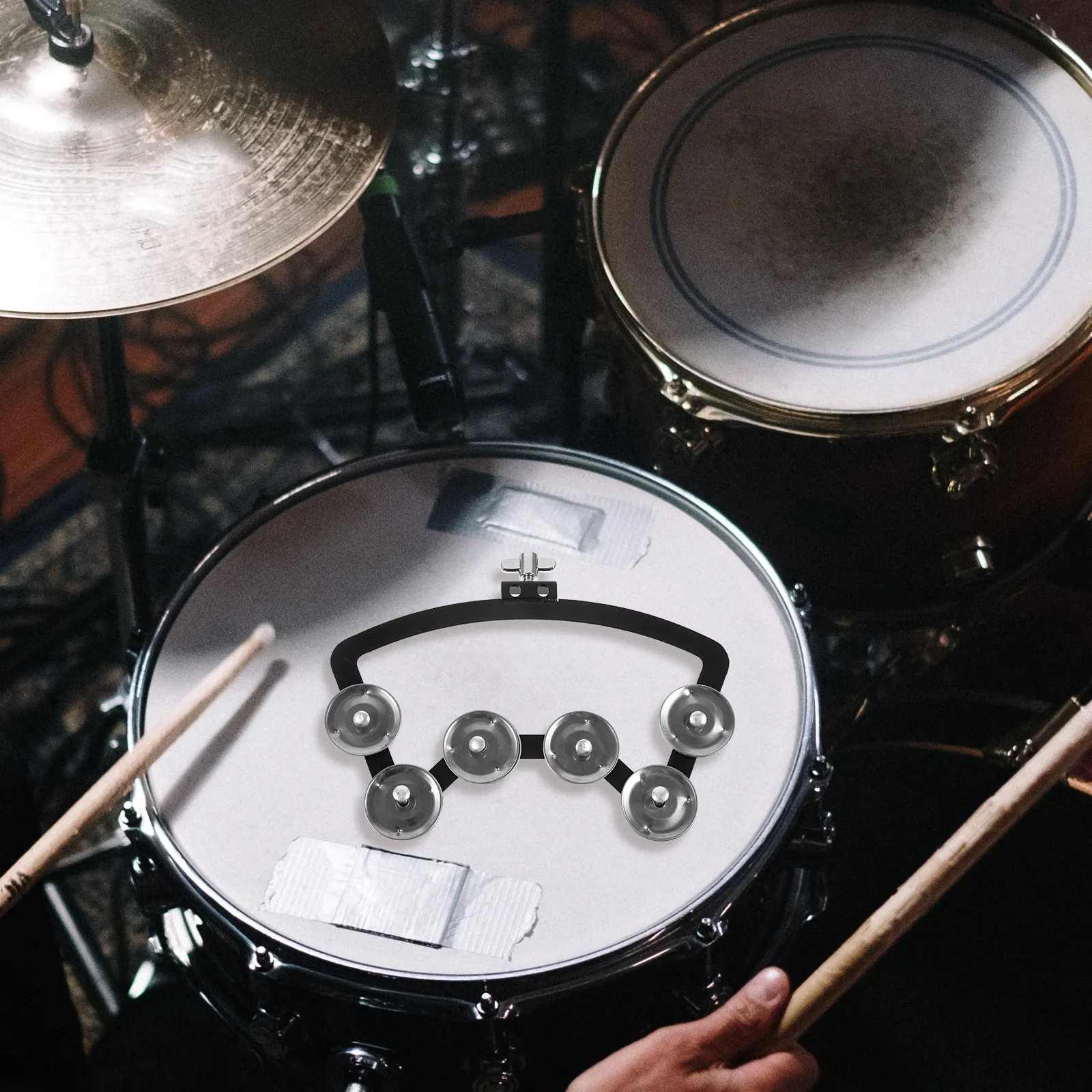 

Aluminum Alloy ABS Drum Tambourine Bell with Smooth Edges Sturdy Rustproof Long-Lasting Musical Instrument for Beginners Party