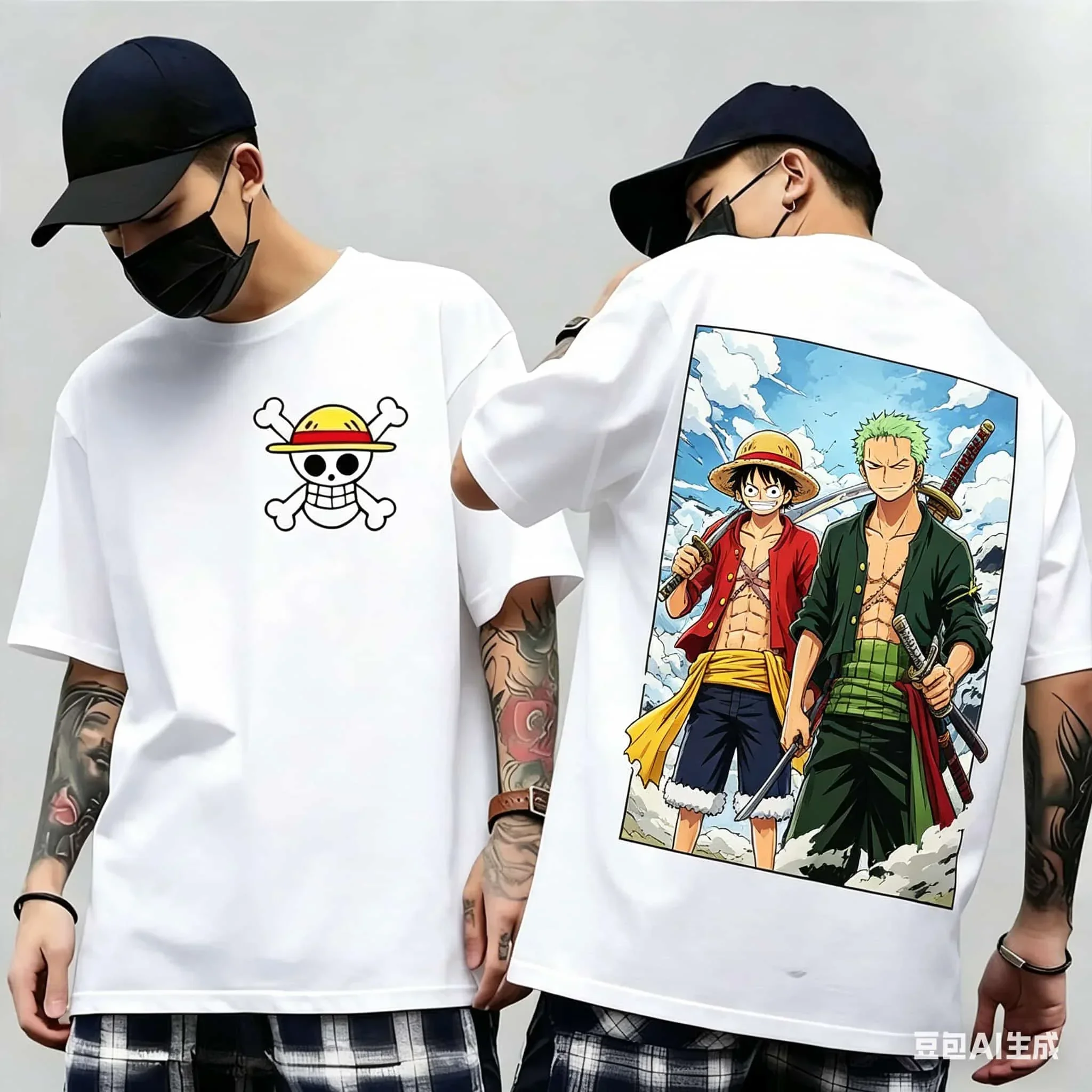 One Piece Japanese Anime Printed Men's T-Shirt Roronoa Zoro Boy Harajuku Short Sleeve Tee Unisex Luffy Top Family Matching