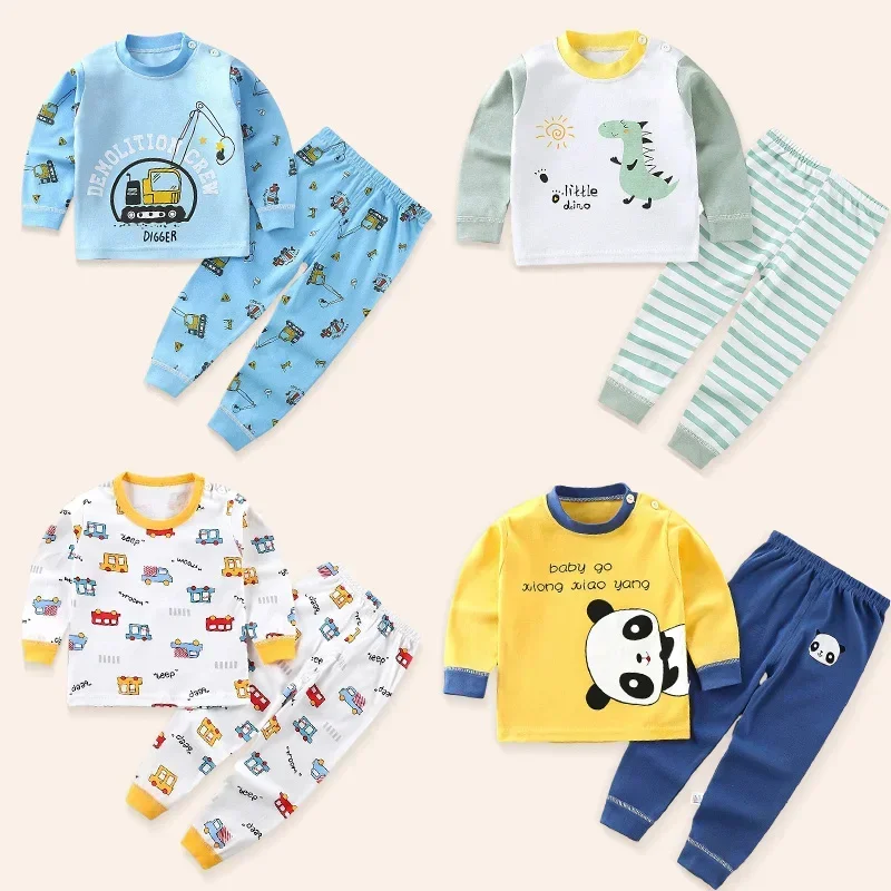 Children Sets Kids Clothes Boys Girls Suit Pajamas Children Clothinng Pants Cartoon Autumn Winter Sleepwear Outfits Cotton