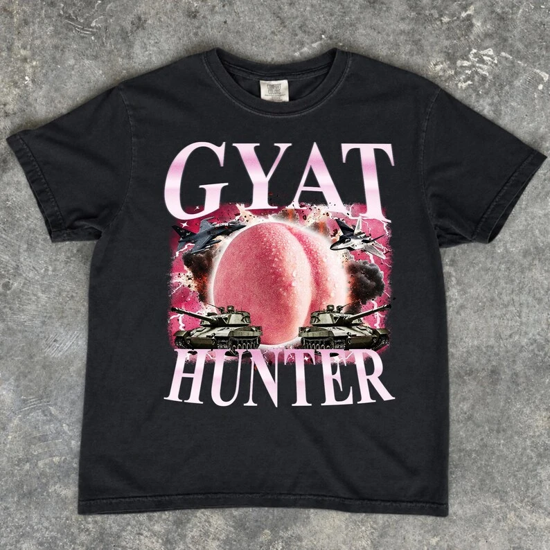 Gyat Hunter Shirt, Funny Gen Z Meme Tee Y2K Bootleg T-Shirt oversized t shirt shirts for women  vintage top