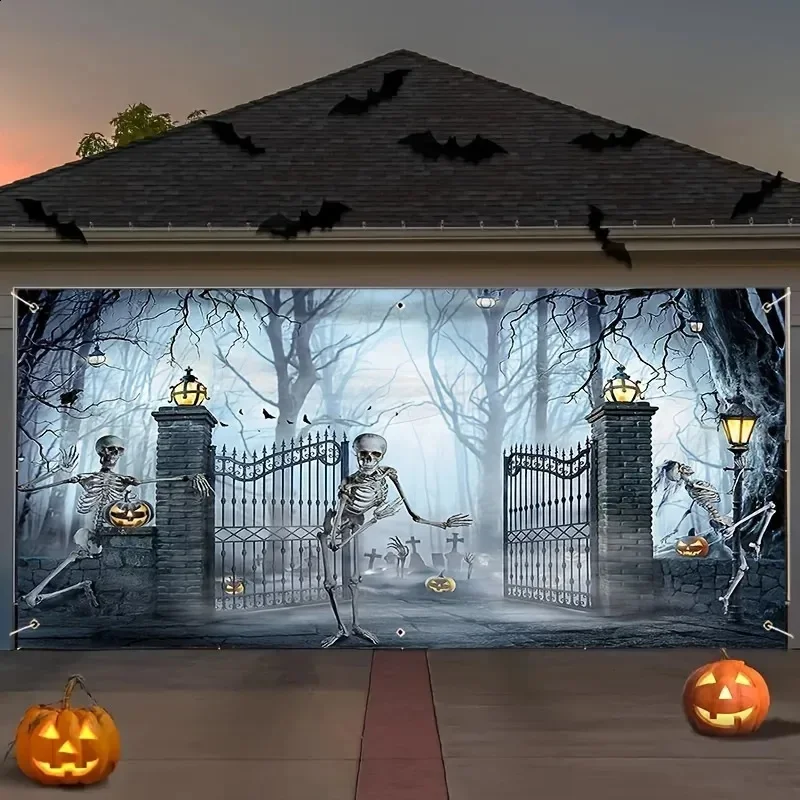 

Halloween Horror Garage Door Banner Large Outdoor Decoration Party Background and Holiday Celebration Halloween Decoration 24090