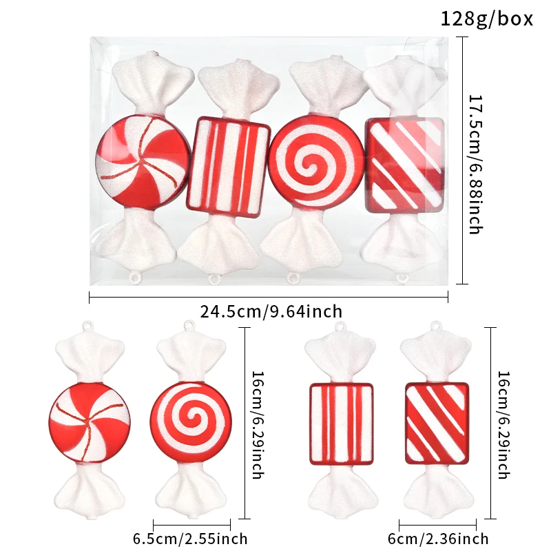 

Рождественское украшение 16см гальванические красные и белые конфеты