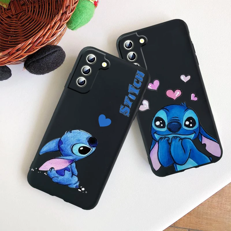 Stitch Cute For Samsung Galaxy S23 S22 S21 S20 Ultra Plus Pro S10 S9 S8 S7 Silicone Soft Black Phone Case Coque Capa Fundas