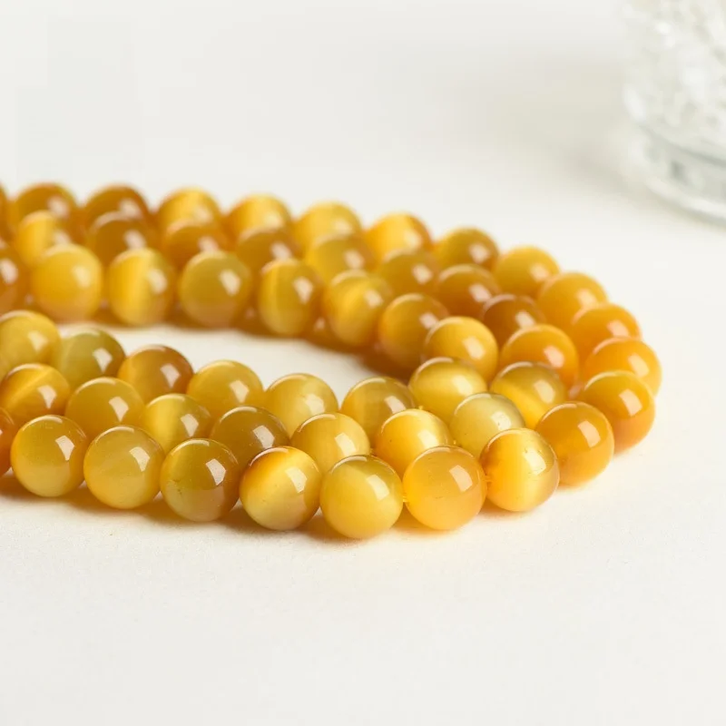 Natural Golden Tiger's Eye Beads,4 6 8 10mm Round Loose Beads DIY Charms Bracelet Necklace Accessories for Jewelry Making