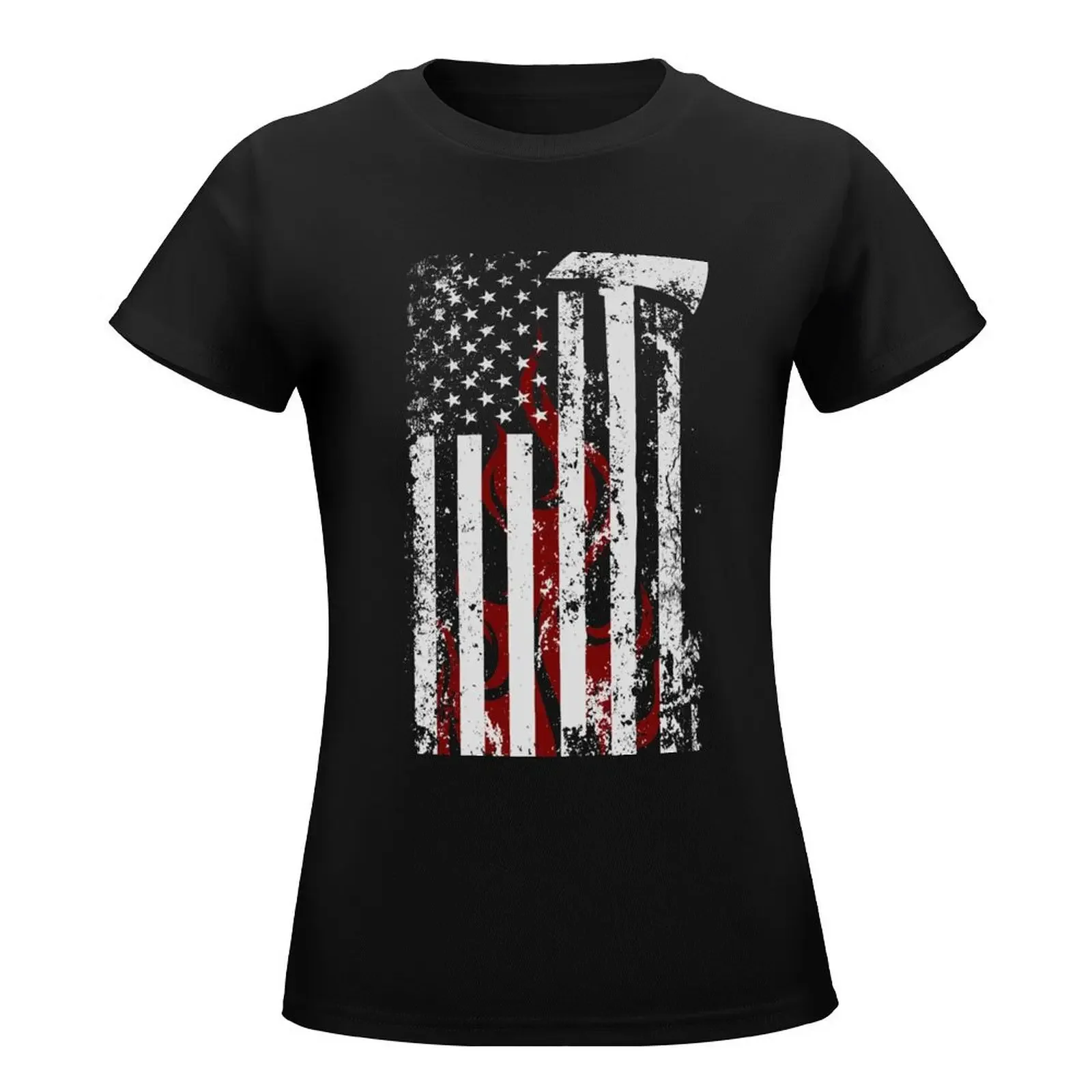 American Firefighter T-Shirt Blouse summer clothes t-shirts for Women loose fit