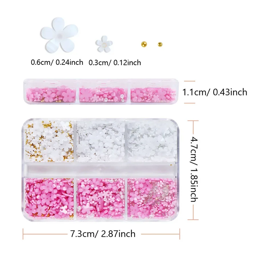 Perline di strass per nail art con petali di fiori 3D - Ciondoli di pietre preziose fai-da-te di dimensioni miste per la progettazione di manicure 6 stili