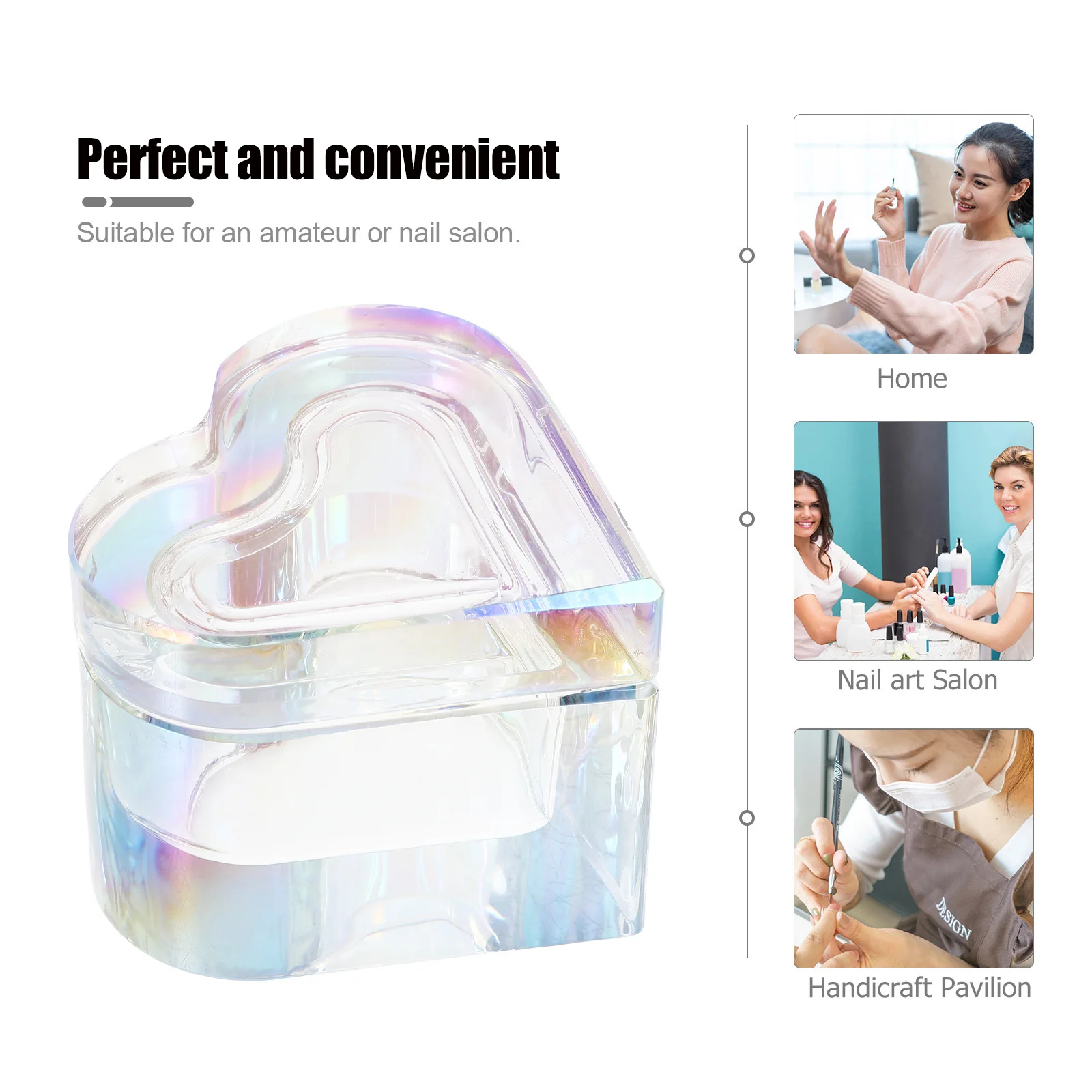 

Heart Shape Nail Dish Crystal Glass with Lid Acrylic Liquid Holder Nail Art Supplies Manicure Tool Dappen Dish