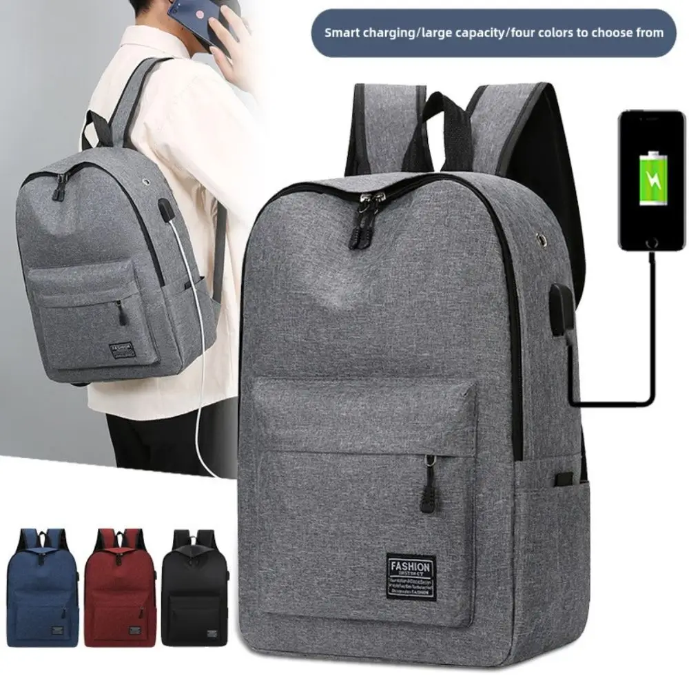 Trendy Oxford Cloth Versatile Backpack 15 inches Washable Computer Bag Black Grey Blue Red Travel Bag Unisex