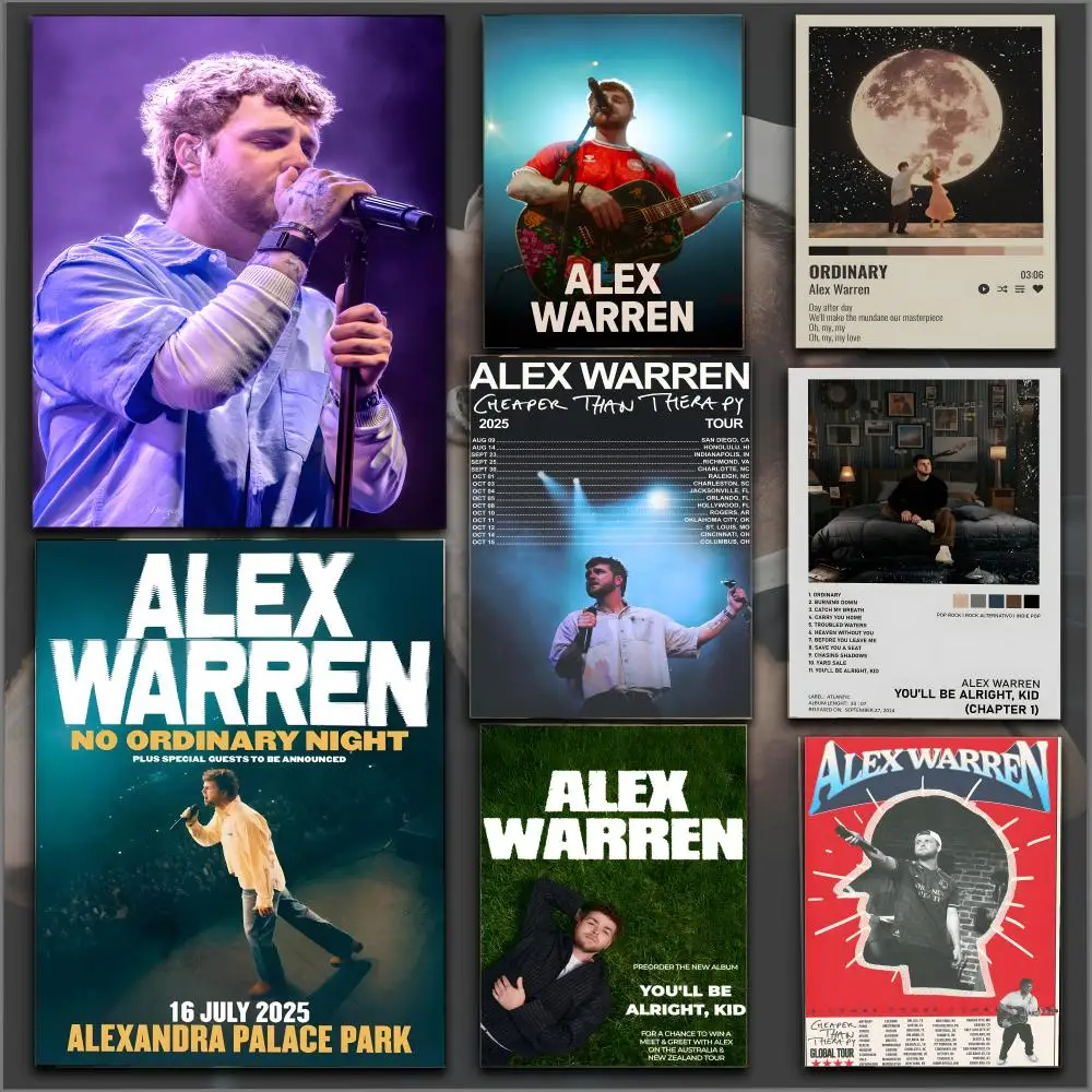 المغني أليكس وارن اللوحة الخط HD طباعة تجعد الحرة جدارية الفن صور لغرفة المعيشة ديكور جدران المنزل قماش