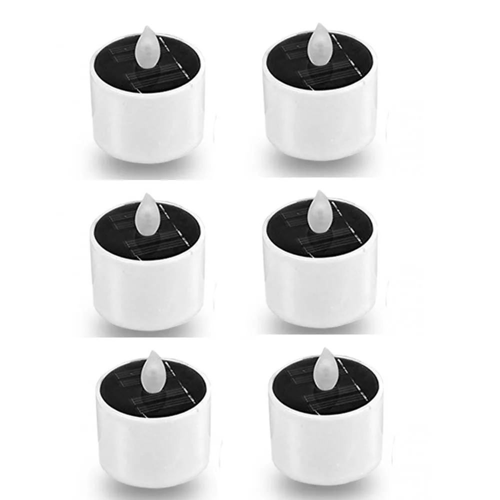 

6pcs Waterproof Solar Tea Lights Romantic Simulation Flameless LED Candle Lamp Warm Light Flickering Landscape Candle Lights