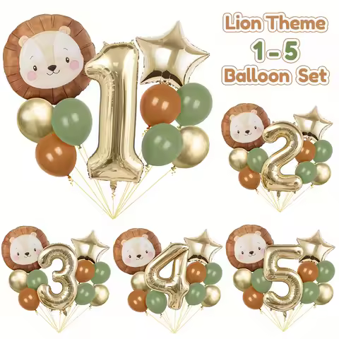 11pcs Cartoon Jungle Safari Animal Head Balloon Lion for Birthday Party Decor 40inch Platinum Digit Jungle Party Decoration Gift