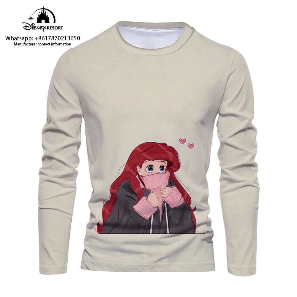 Meerjungfrau Prinzessin Alice Cartoon 3d bequeme Männer Langarm T-Shirt neue Mode lässig Männer Bottom ing Shirt