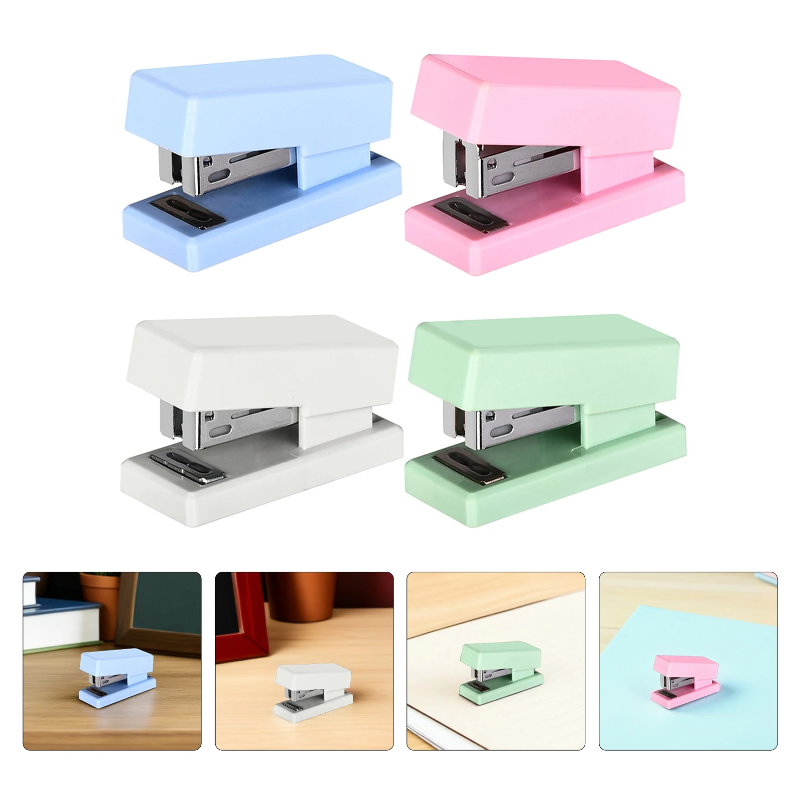 

4pcs Office Desktop Stapler Metal Bookbinding Machine Non-Slip Manual File Binding Stapler For Paper Booklet Documents Office