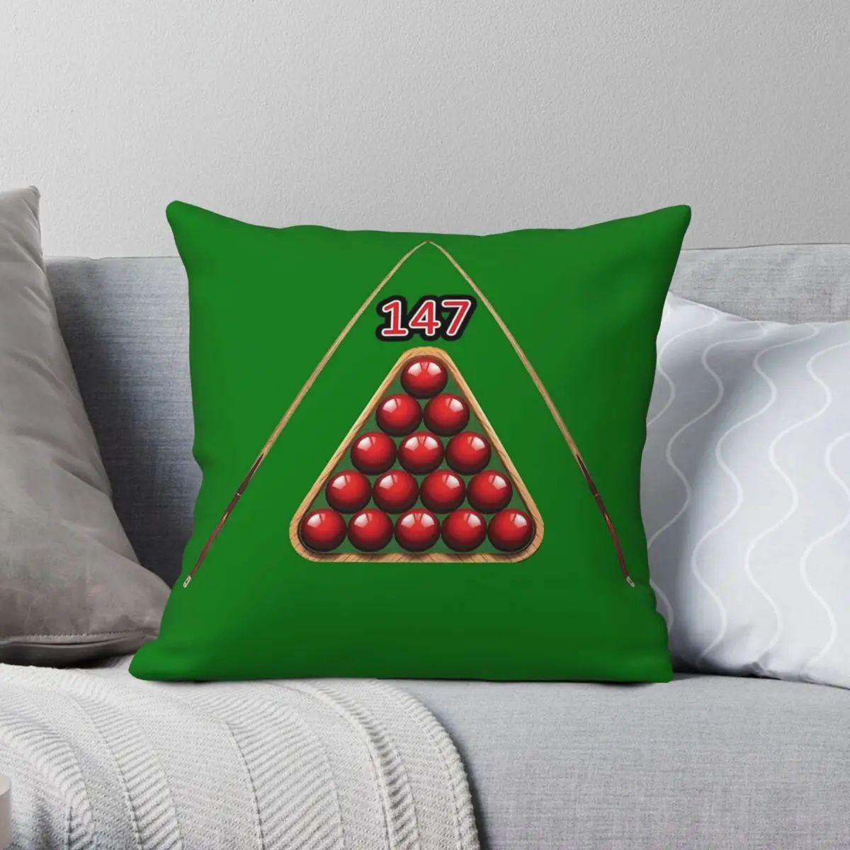 147 Snooker Billiard Square Pillowcase Polyester Linen Velvet Printed Zip Decor Bed Cushion Cover