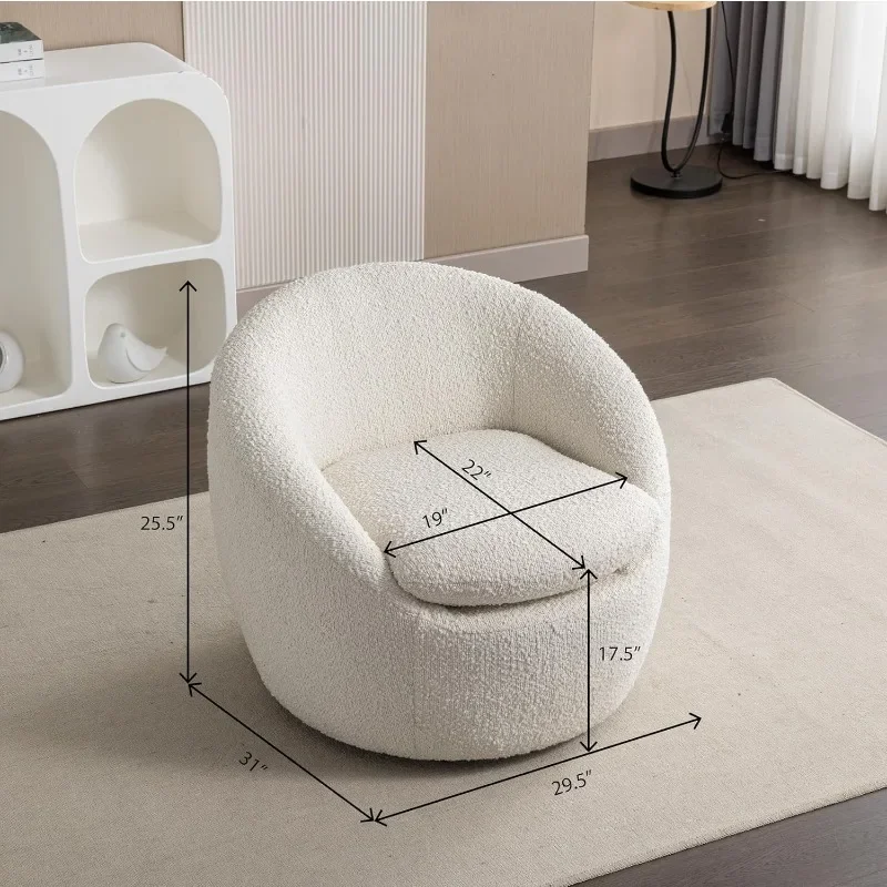 Luzern-Chaise moderne en tissu Teddy BoumunFabric, fauteuil blanc à 360 °