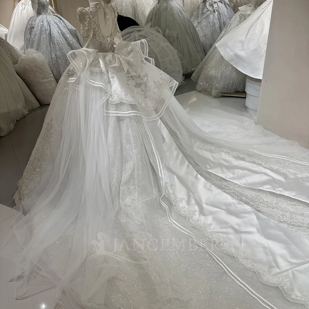 Gorgeous Wedding Dress With Overskirt V-neck Long Sleeve Ball Gown Puffy Bridal Dresses Customized for Women vestido femininos