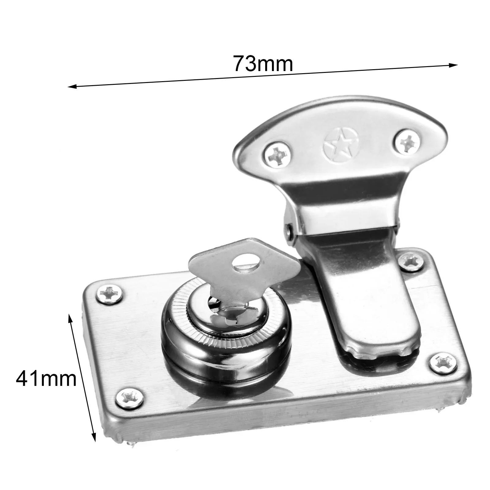 Vintage Lock+Key Silver Buckle Alloy Toggle Hasp w/screws Latch Catch Clasp 73*41mm Wood Jewelry Box Wine Case Chest Furniture