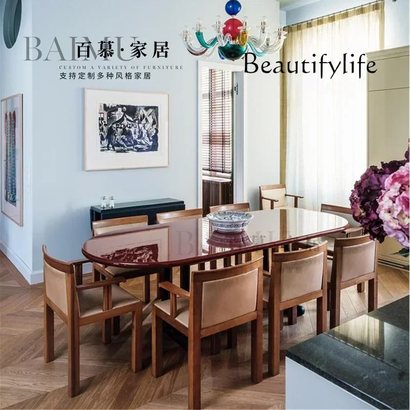 

c Nordic oval solid wood dining table designer creative household small apartment dining table simple negotiation table