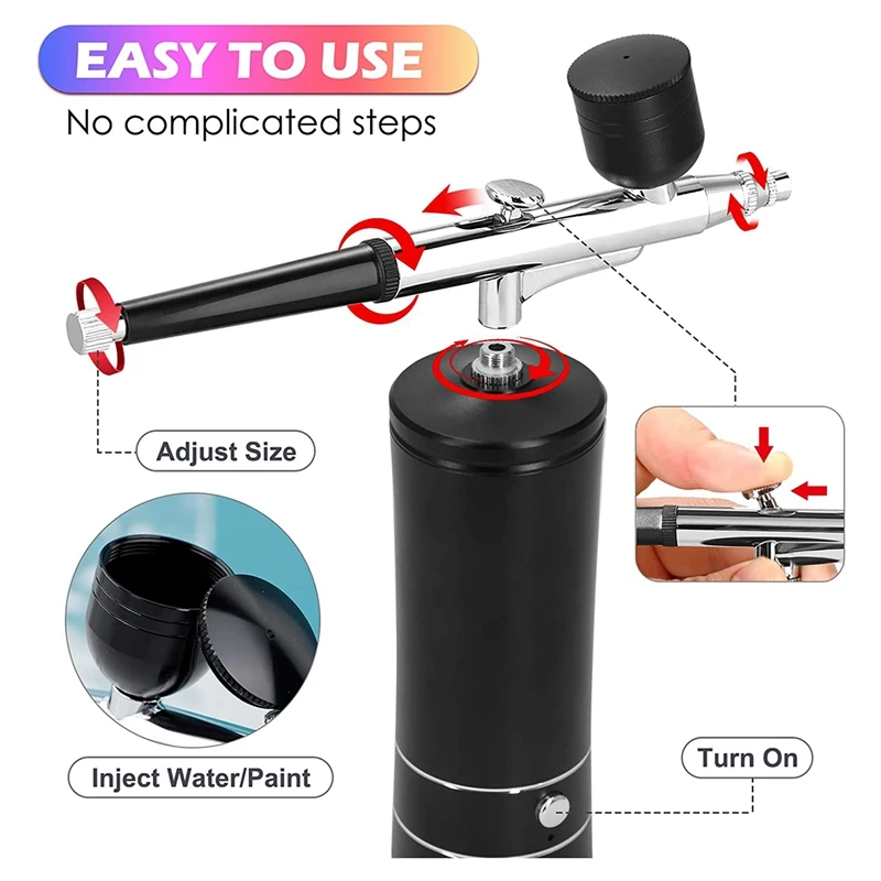 Air Brush Nail Oxygen Injector Mini Air Compressor Kit Paint Sprayer For Art Tattoo Craft Cake Nano Fog Mist