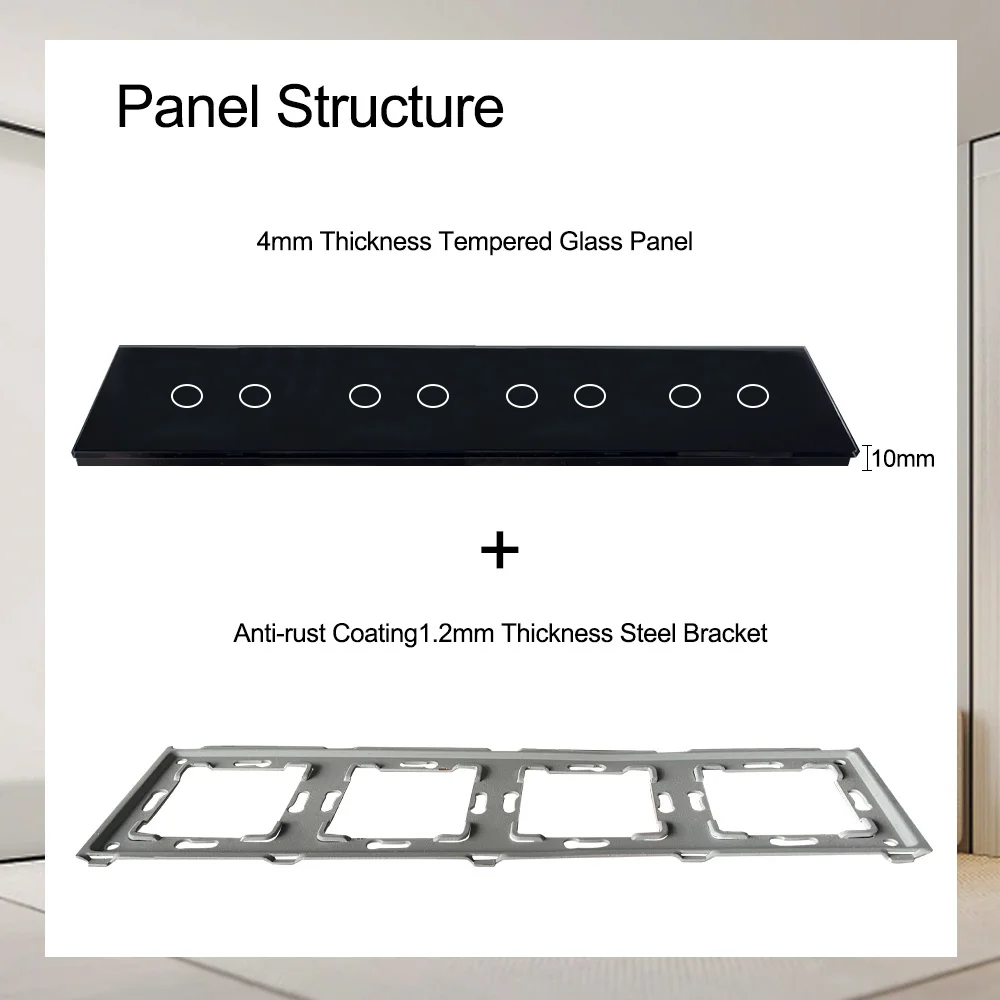 TAWOIA Customized 299mm Panel Crystal Tempered Glass Panel For DIY Wall Touch Switch Accessories Only Panel With Metal Frame