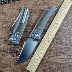 TWOSUN M390 Satin Blade Ball Bearing Folding Pocket Knives Micarta Titanium Handle for Gift Collection Outdoor Hunting TS301