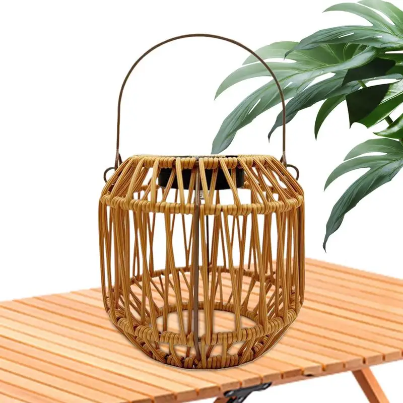 

Solar Lantern Outdoor Rattan Woven Handheld Solar Lantern IP65 Waterproof Hangable Light Garden Decoration For Poolside Yard