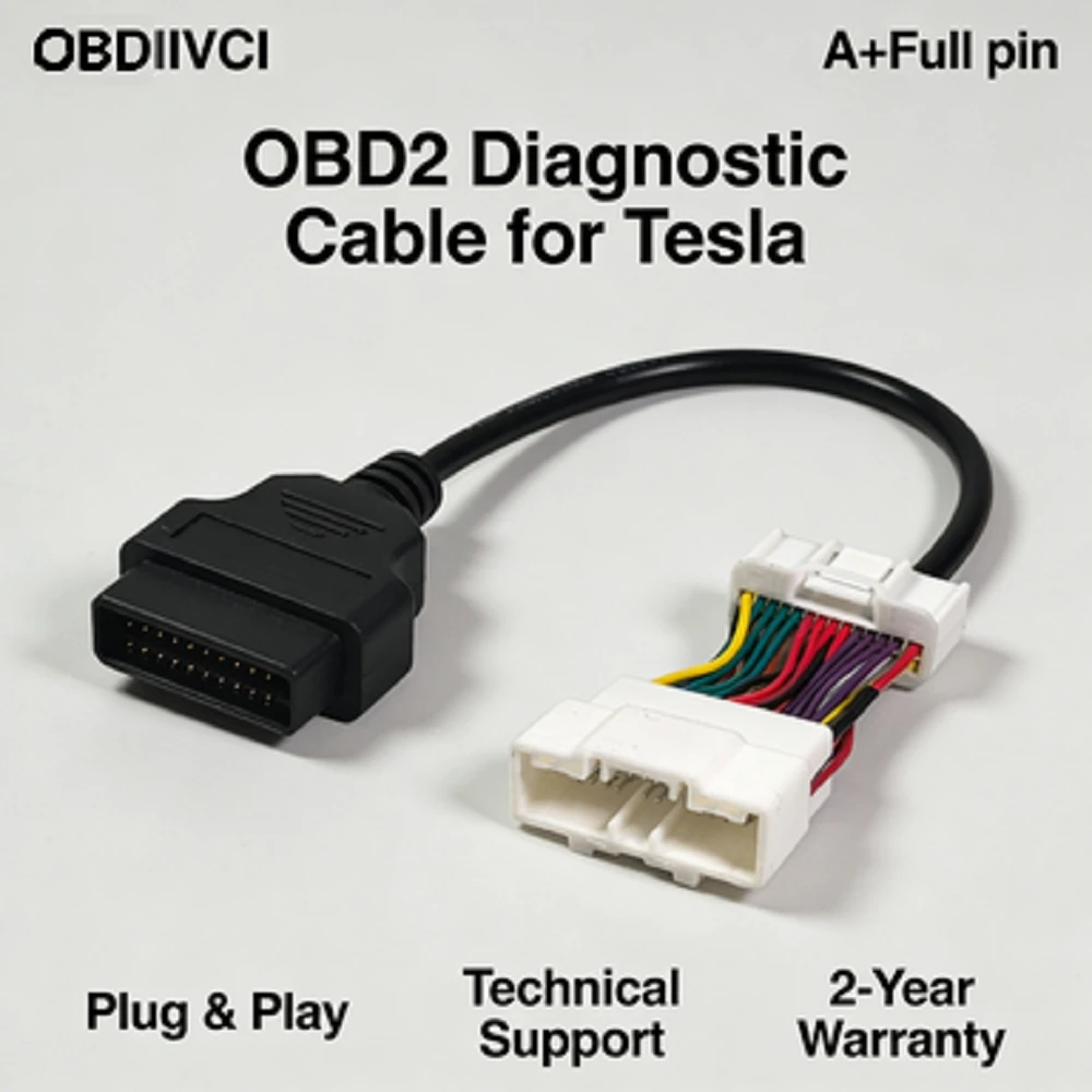 

OBD2 Diagnostic Cable for Tesla Model 3/Y, 26Pin to 16Pin OBDII Adapter Harness, Car Fault Code Reader Scan Tool Cord