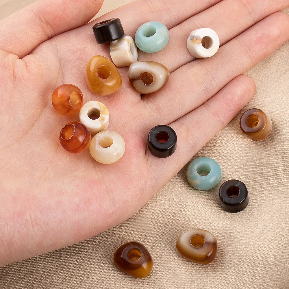 10 قطعة الخرز الاكريليك متعدد الشكل ثقب كبير الخرز المستديرة فضفاض خزر عازل لقلادة القرط DIY بها بنفسك مجوهرات اكسسوارات بالجملة #5