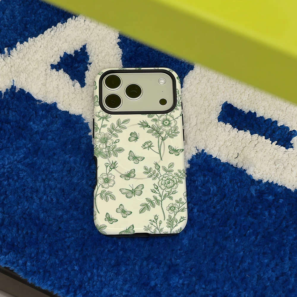 Green Floral Butterfly Sketch  - Phone Cases Green review and price