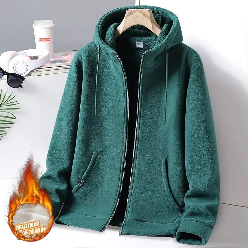 

2024 Autumn/Winter New Fashion Trend Solid Color Cashmere Jacket Men's Casual Loose Comfortable Thick Warm High Quality Coat 5XL