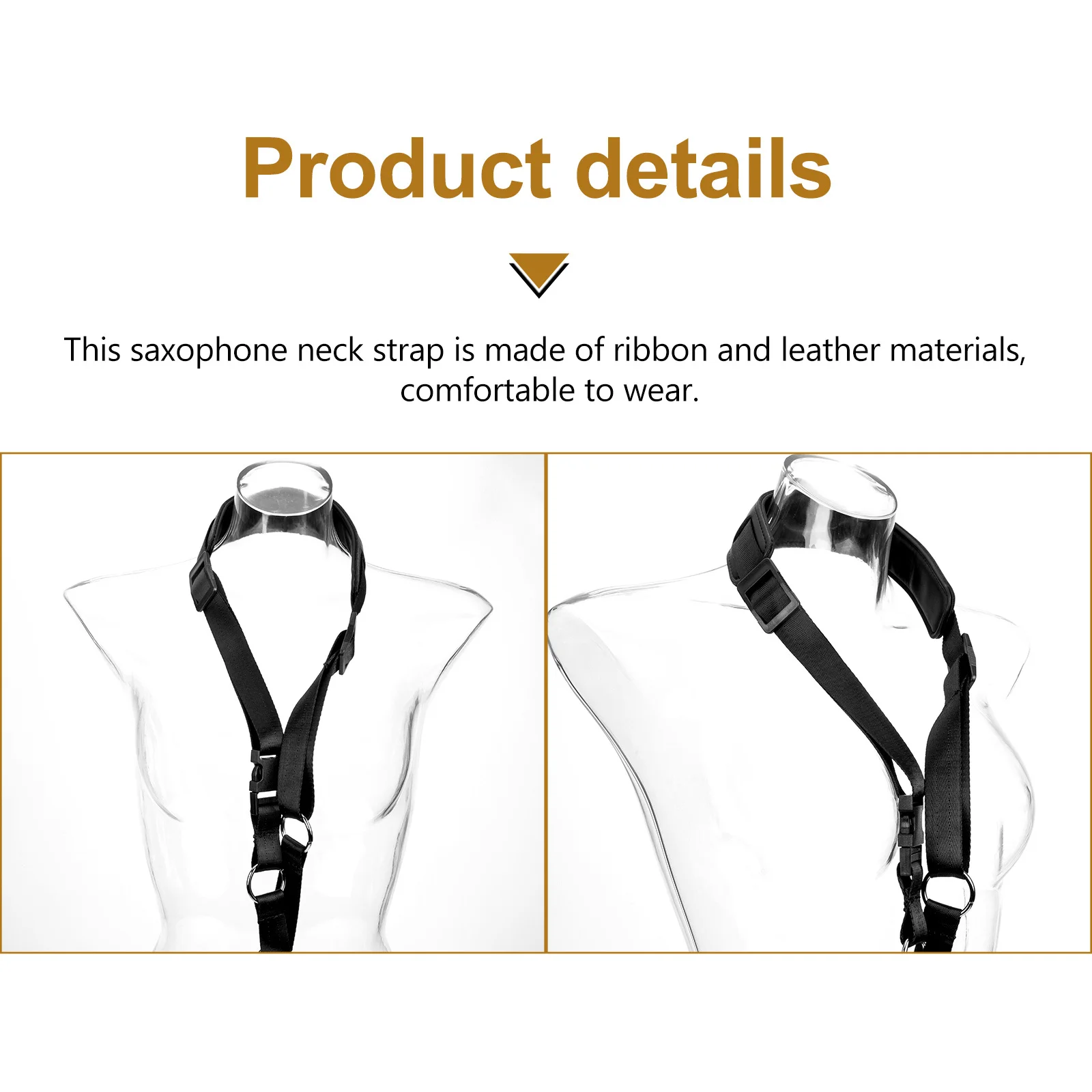 

Black Saxophone Neck Strap Padded Adjustable Harness For Adult Kids Instrument Accessory