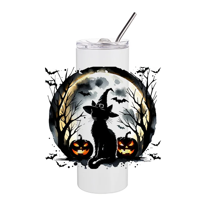 

Miniso 3D Black Cat Decal UV DTF Cup Wrap for 20oz Tumbler Glass Cup Waterproof DIY Halloween Design Transfer Sticker