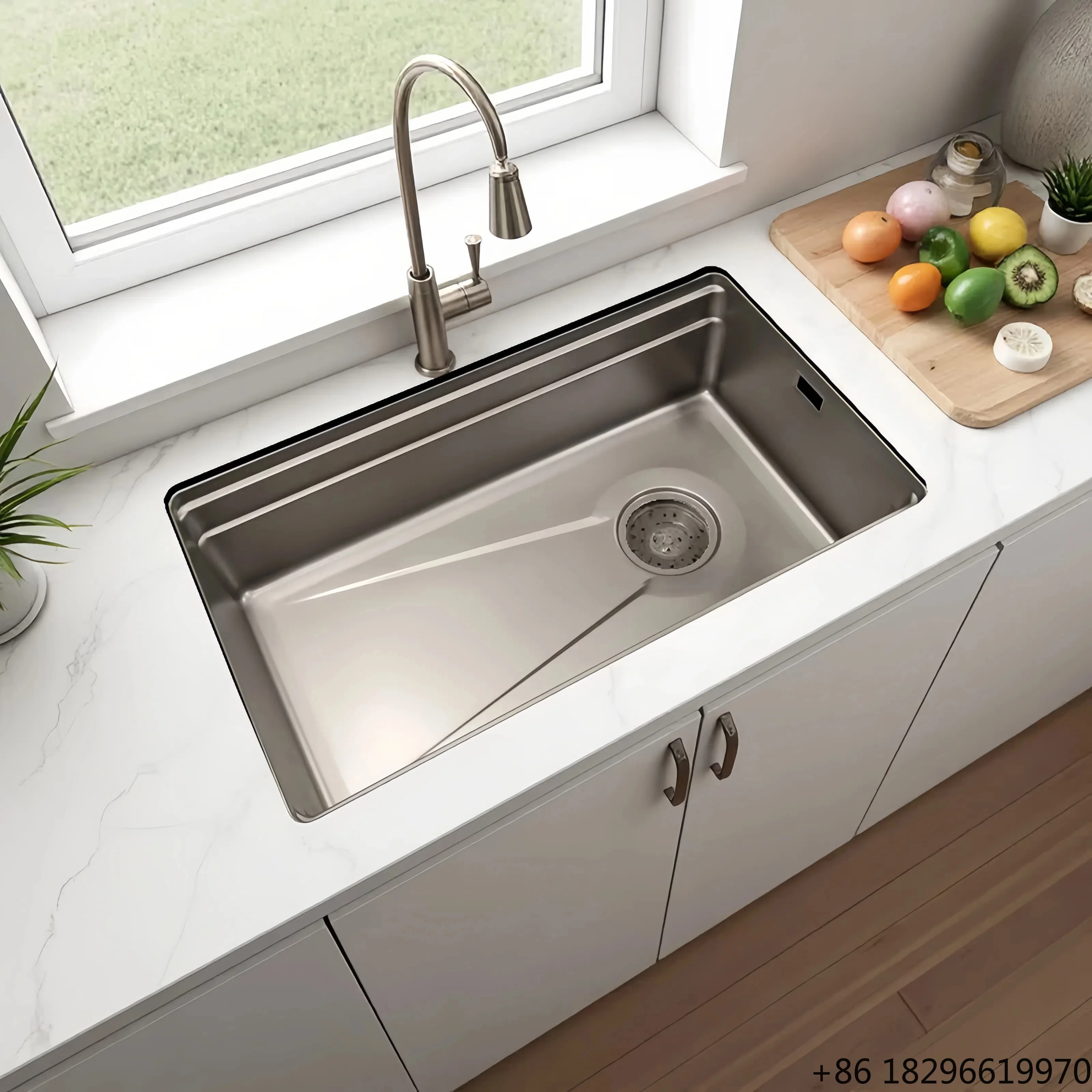 

Single Bowl Rectangular Stainless Steel Kitchen Sink Fregadero One Hole Faucet Not Included Home Hotel
