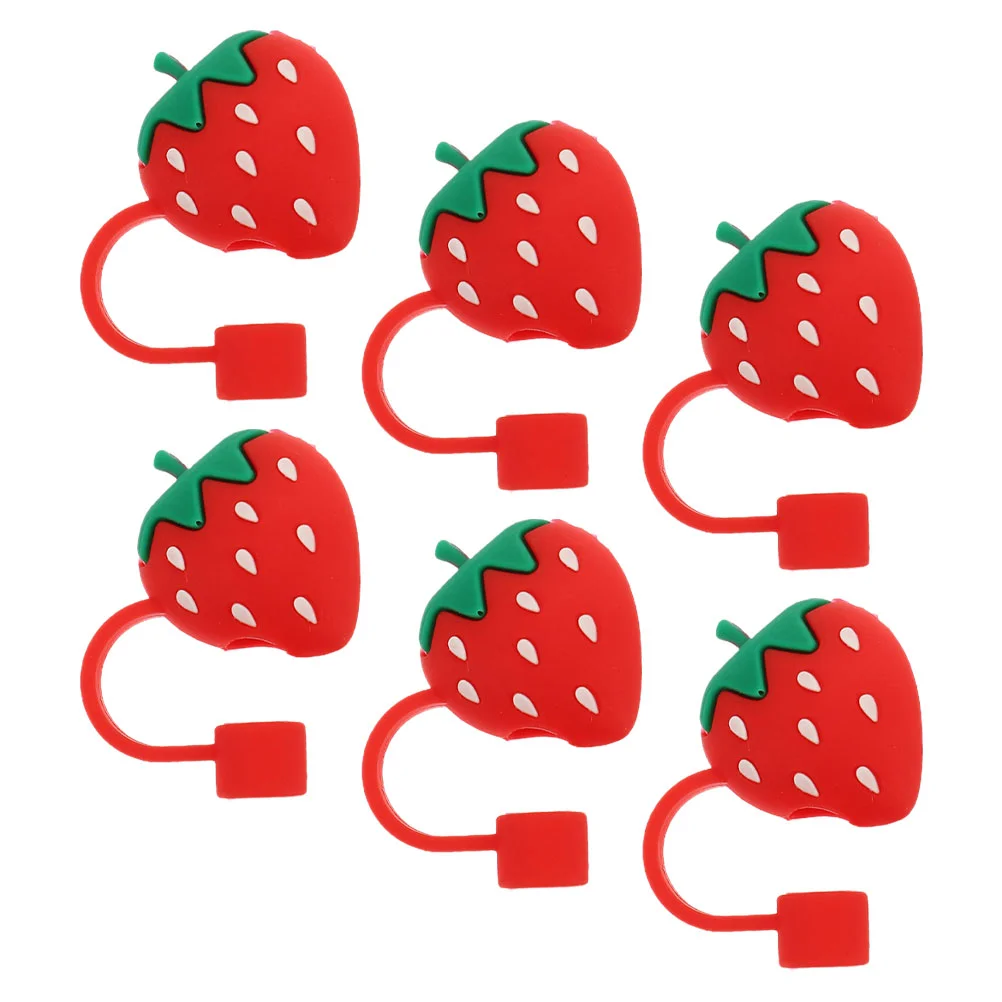6 Pcs Lazy Straw Dust Cap Silicone Cover Tips Washable Charms Cute Covers Silica Gel