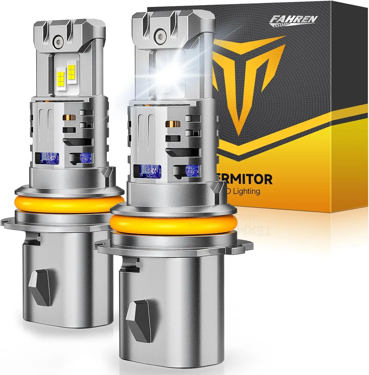 

FAHREN 2PCS 9007 led Bulbs,Brighter 80000LM Ultra Brightness HB5 bulbs,6500K Cool White,HID light,1:1 Size Replacement