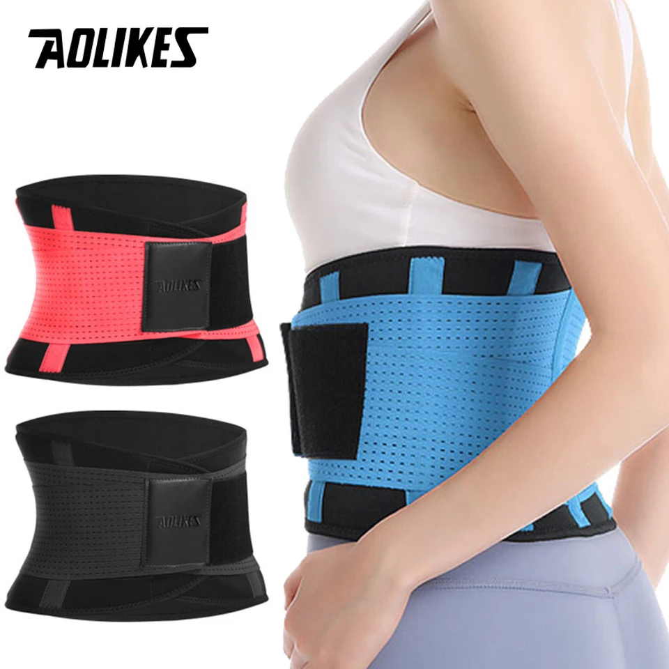 AOLIKES Men And Women Waist Trimmer Belt Lumbar Back Support Gym Fitness Weightlifting Belt Adjustable Abdominal Waist Trainer