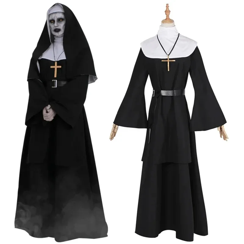 

ROLECOS The Nun Cosplay Costume Horror Films Cosplay Cross Ghost Halloween Costume The Conjuring Black Women Halloween Costume