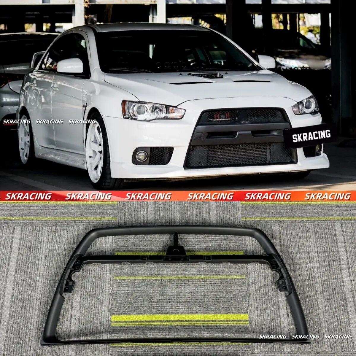 

Body Kits For 2008-2015 Mitsubishi Evolution EVO Matte Black Front Bumper Surround Grille Racing Grills